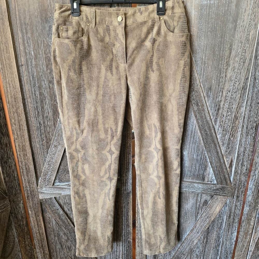 Chico's Taupe Snake-Print Straight Leg Pants